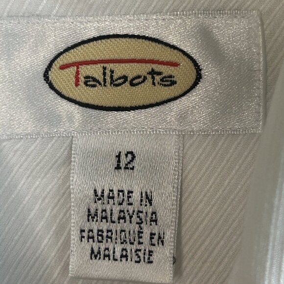 Talbots Vintage White Tone on Tone Diagonal Stripe Button Front Shirt Size 12 - Picture 4 of 9